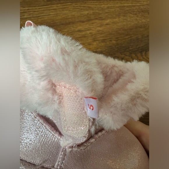 NWOT JOE FRESH pink sparkle vegan booties with bows (size 5) - Picture 8 of 9